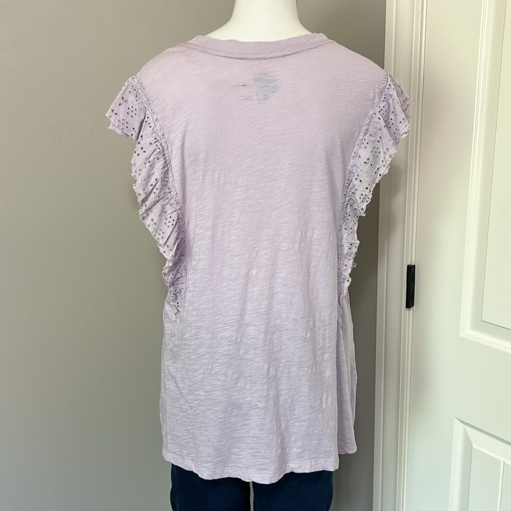Anthropologie Pilcro Sustainable Ruffle Sleeved Tunic Top Lavender Sz S NEW - Picture 3 of 7